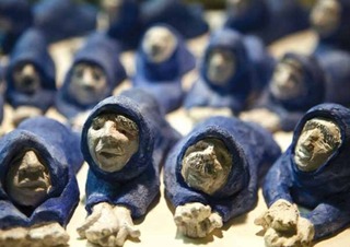 Detail of Blue Wall Beggars,Lynne Mayocole