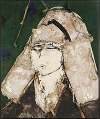 Retrato sobre fondo verde oscuro,Manolo Valdés