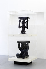 Stool Series (Kartell Atilla Stool Black and Carved African Luba Stool),Matthew Darbyshire