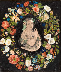 Wreath of Flowers with Portrait of Jenny Lind,
