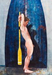 Figure in front of Blue Boat,Maxwell Doig