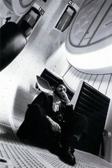 Stanley Kubrick in the interior of the space ship "Discovery”, 2001: A Space Odyssey (2001: A Space Odyssey, GB/United States 1965-68) ,