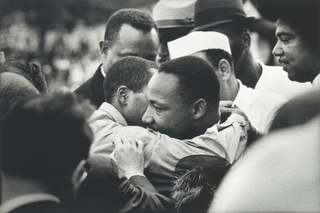 March On Washington. Martin Luther King Jr. moments after delivering his \'I HAVE A DREAM\' speech, Lincoln Memorial,Dan Budnik