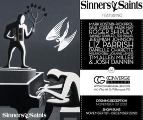 Sinners and Saints at Converge Gallery,Mark Kostabi, PAUL KOSTABI, Danielle Charette, Rick Prol, Jeremiah Johnson, Liz Parrish, Jeffrey Allen Price, Roger Shipley, Mark May, Misako Oba