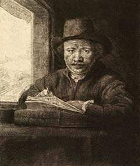 Self-Portrait Drawing at a Window, ,Rembrandt van Rijn