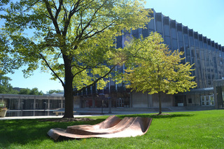 A fragment of Danh Vo’s ongoing project "We The People"--full-scale replicated pieces of the Statue of Liberty--is positioned outside the University of Chicago Law School,Danh Vo