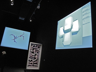 Installation view of Social Object Sculpture and Software two real time software pieces plus Alpha Pipe ,Michael Rees
