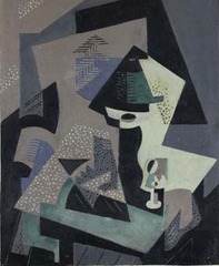  Composición cubista - Naturaleza muerta verde con lámpara,María Blanchard