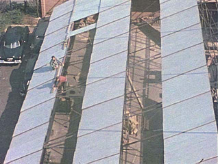 Film still from Wright Pavilion Construction ,