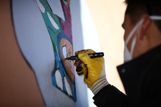 Collaboration street art with FAILE from NY,Temuulen Batmunkh