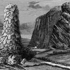 1_ancient_seacliff_eroded_and_pierced_at_its_base_by_sea_worn_caves_fronted_by_a_lava_column_eight_feet_high