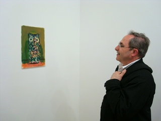 Mark viewing Housley work,Curator Mark Pascale viewing Paul Housley Work on Paper